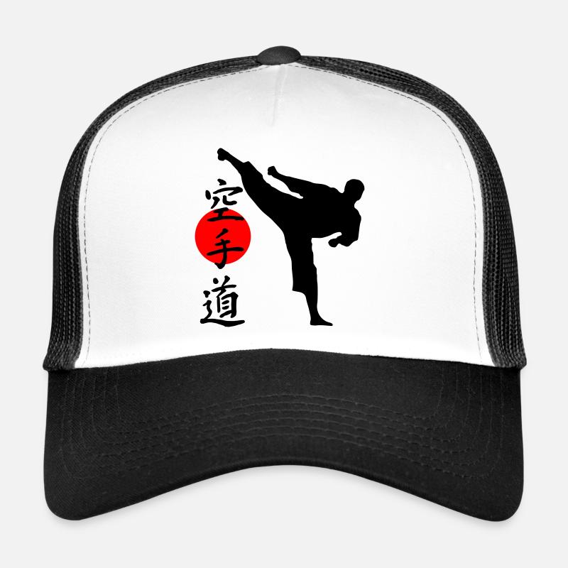 Karaté Yokogeri avec lettrage - Casquette trucker  - blanc/noir