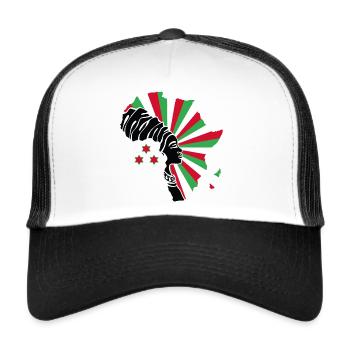Burundi Girl Flagge Afrika Afrikanische Map Karte - Trucker Cap - Weiß/Schwarz - Vorne