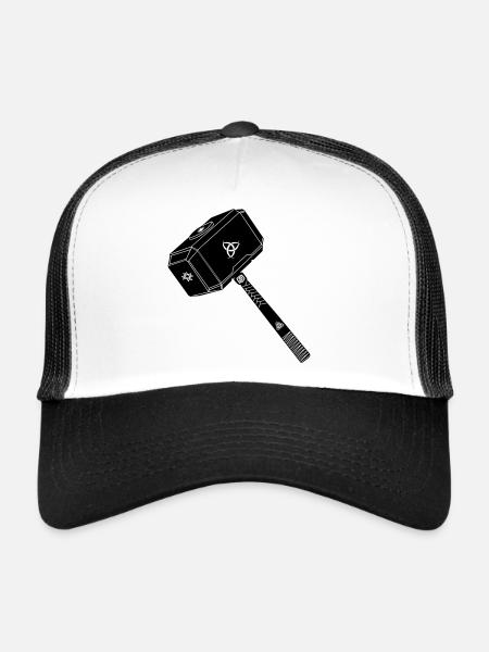 Hammer of thor Thor s with viking symbols - Trucker Cap - white/black - Front