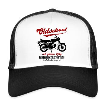 Oldschool Simson S51 - DDR - east german- stylez - Trucker Cap - Weiß/Schwarz - Vorne