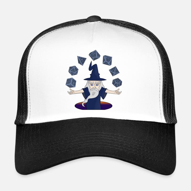 Ein Zauberer mit schwebenden Würfeln - Trucker Cap - Weiß/Schwarz