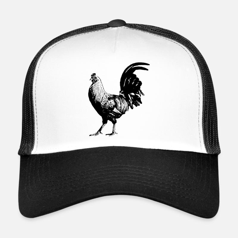 Hahn / Gockel / Huhn - Trucker Cap - Weiß/Schwarz