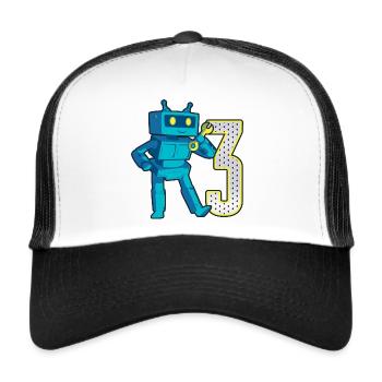 3rd Birthday Retro Robot 3 Years Old Robotics - Trucker Cap - white/black - Front