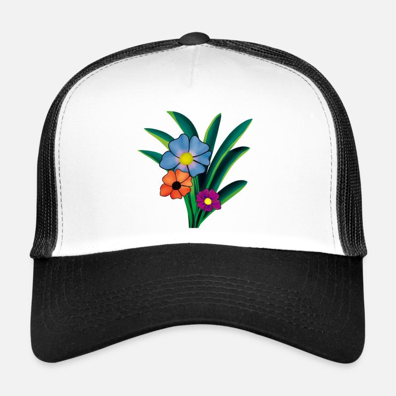 Fleurs colorées et feuillage vibrant Casquette trucker 