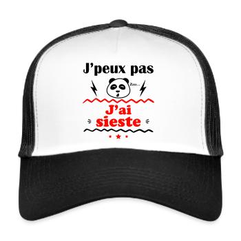 J'peux pas j'ai sieste,panda, humour, dodo - Casquette trucker  - blanc/noir - Devant
