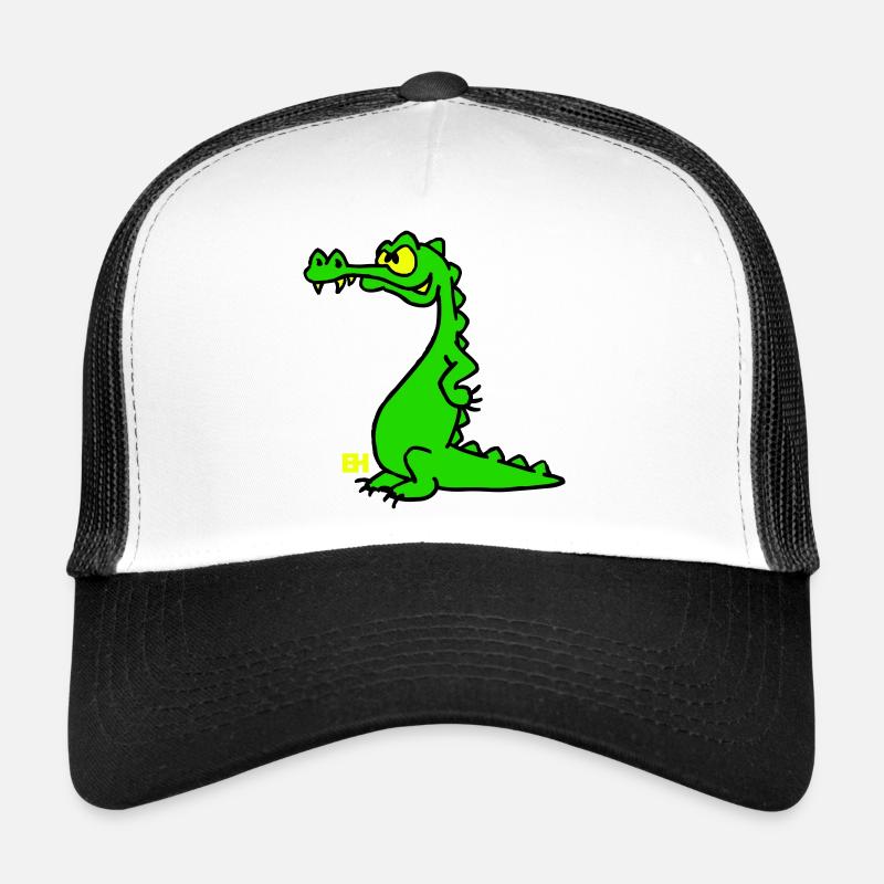 Crocodile souriant, design à trois couleurs - Casquette trucker  - blanc/noir