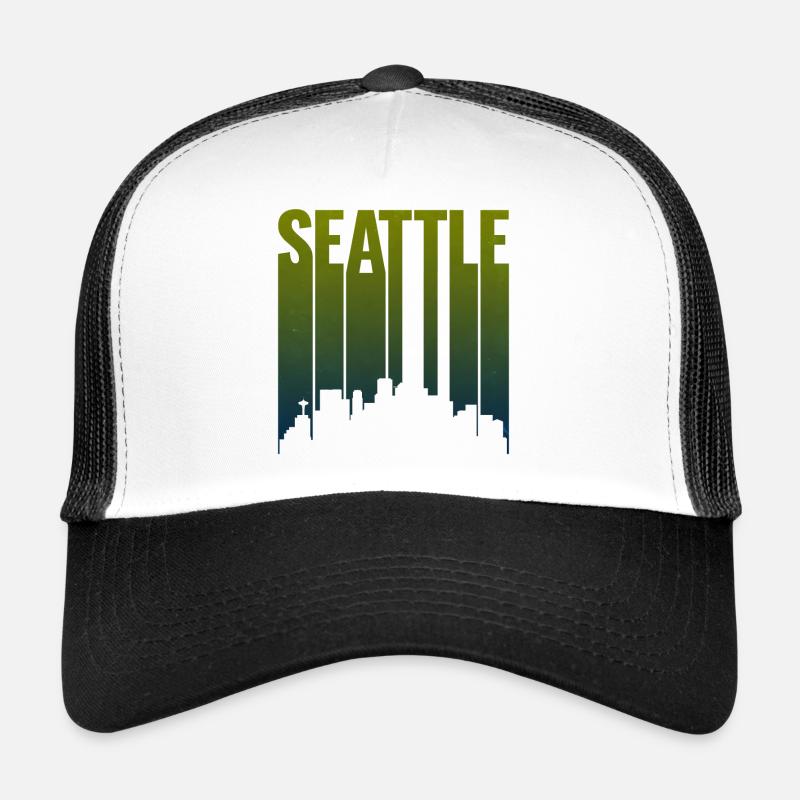 Dégradé vert de la silhouette de la ligne de Seattle Casquette trucker 