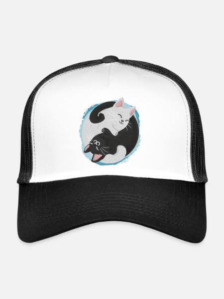 Jing Jang Chats - Casquette trucker  - blanc/noir - Devant