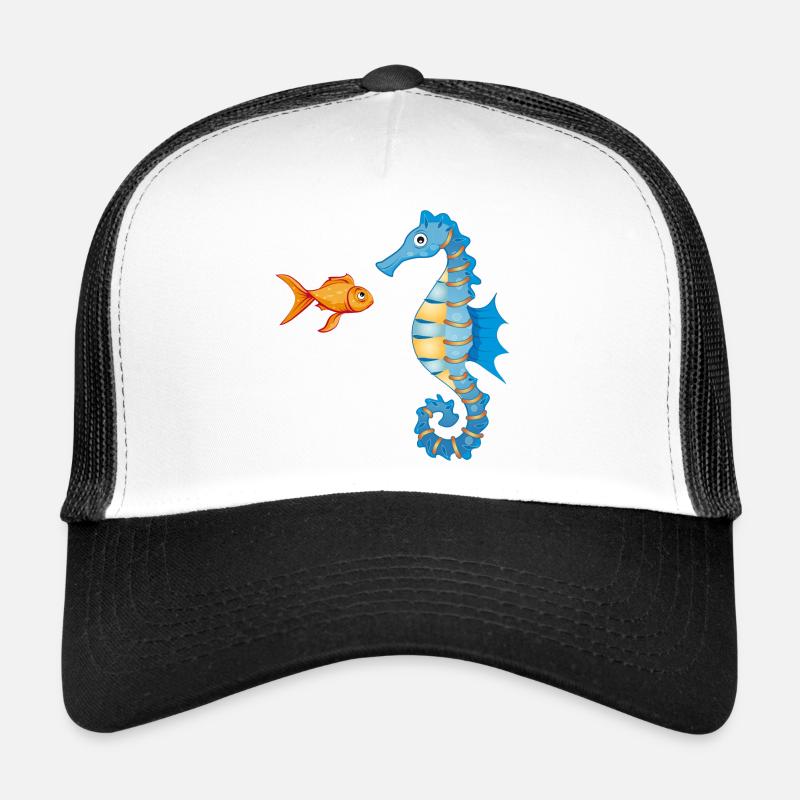 niedlicher Comic Goldfisch und Seepferdchen Trucker Cap