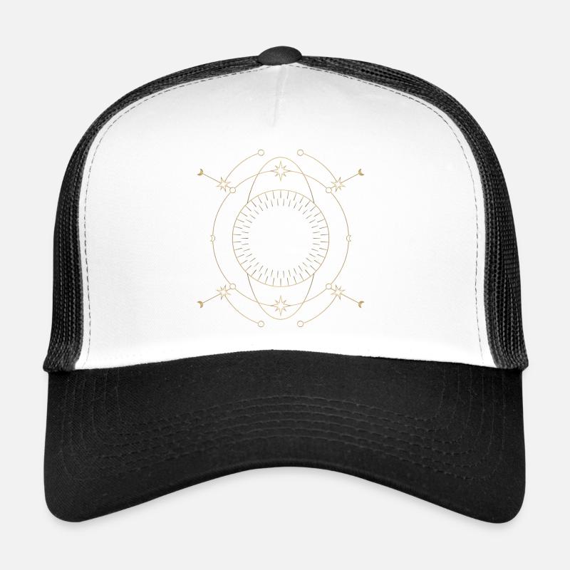 Golden Star Circle Orbit Design Trucker Cap