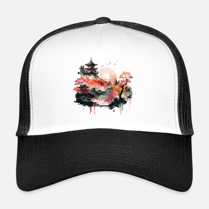 Paysage de gravure sur bois Casquette trucker 