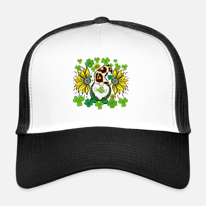 St. Patricks Day Kleeblattzwerg mit Sonnenblumen Trucker Cap