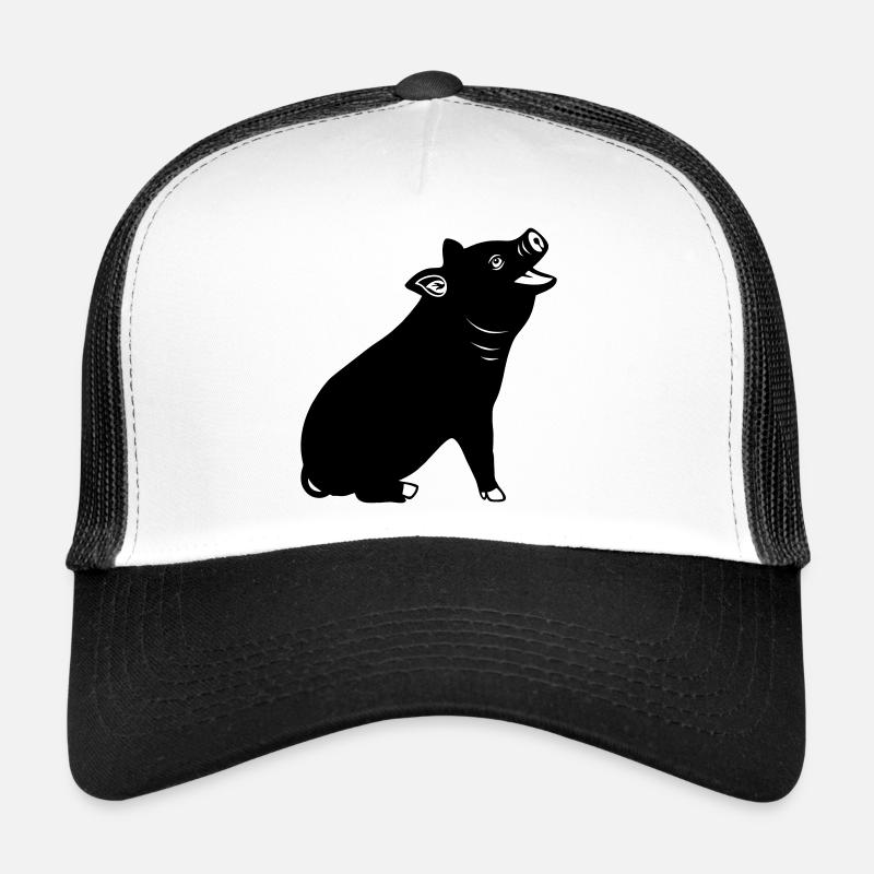 Fröhliches Schweinelogo Schattenbild Trucker Cap