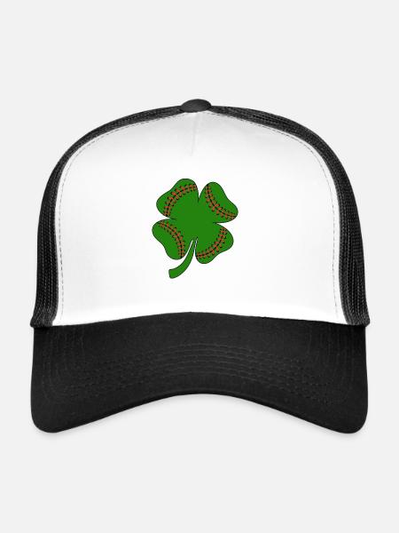 Baseball St Patricks Day, Leaf Clover, shamrock - Trucker Cap - white/black - Front