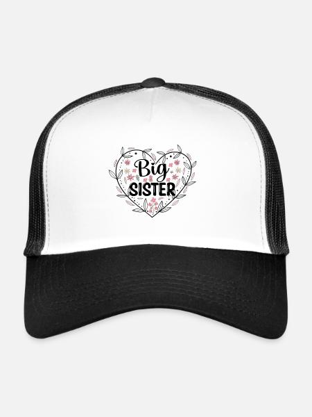Grande Sœur, cadeau de soeur, promu Grande sœur - Casquette trucker  - blanc/noir - Devant