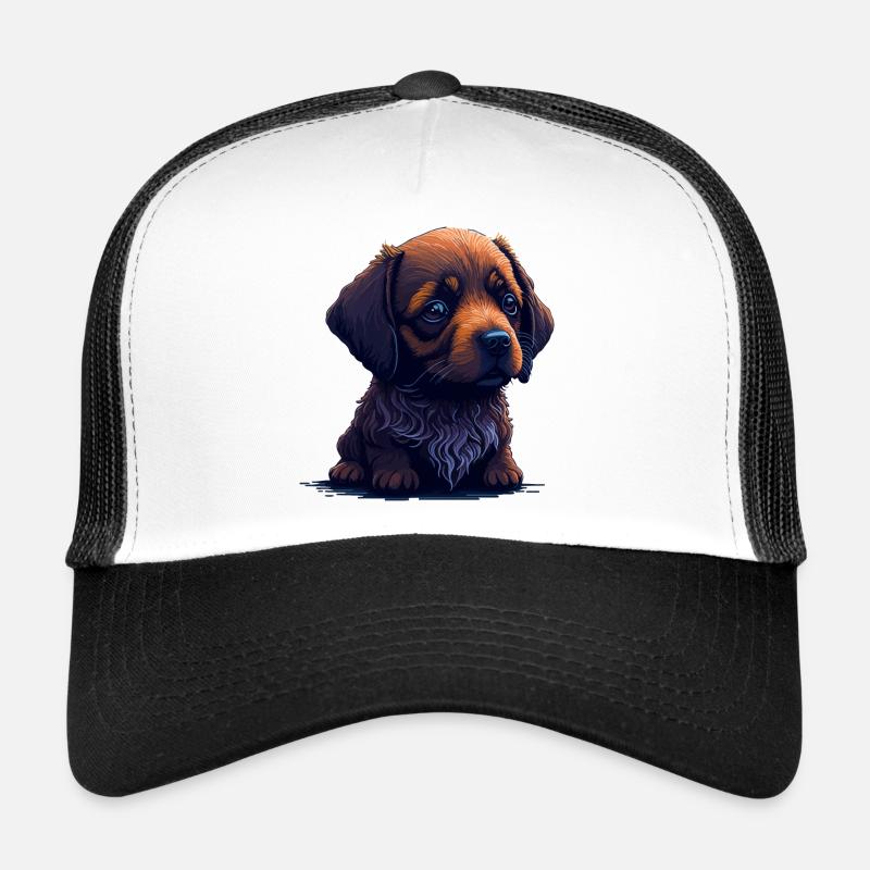 Teckel dans le style numérique - Casquette trucker  - blanc/noir
