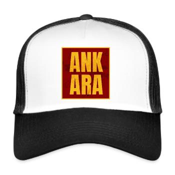Ankara Großbuchstaben Gelb Rot - Trucker Cap - Weiß/Schwarz - Vorne