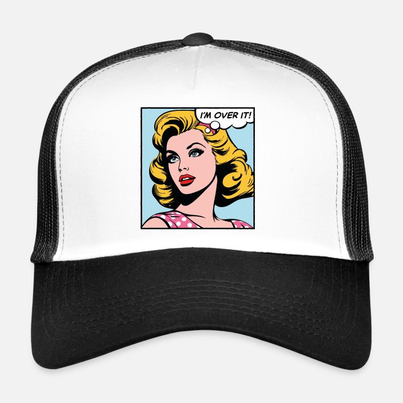 Ich bin drüber, Pop-Art-Mädchen - Trucker Cap - Weiß/Schwarz