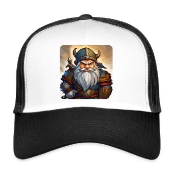 Petit gnome nain lutin grincheux - Casquette trucker  - blanc/noir - Devant