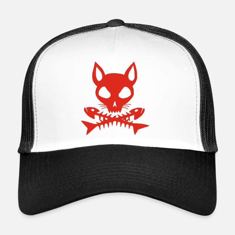Red cat skull Trucker Cap