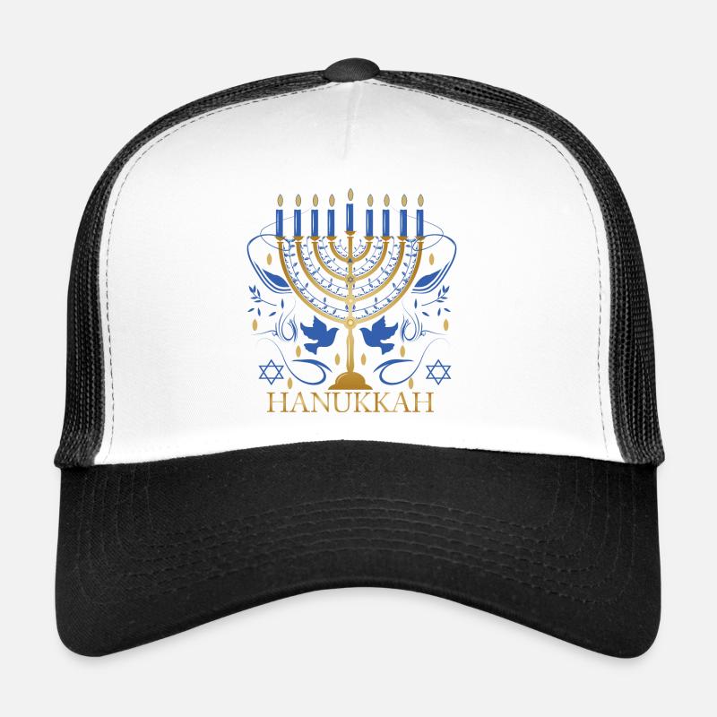 goldfarbener Hanukkah Leuchter mit zwei Tauben Trucker Cap