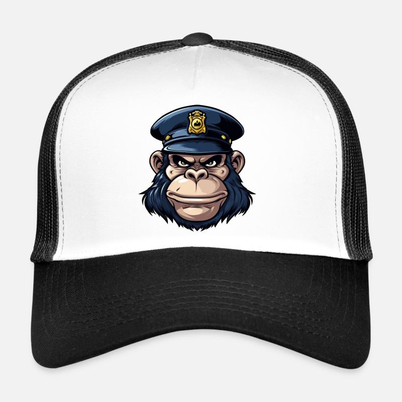 Affen Polizist - Trucker Cap - Weiß/Schwarz