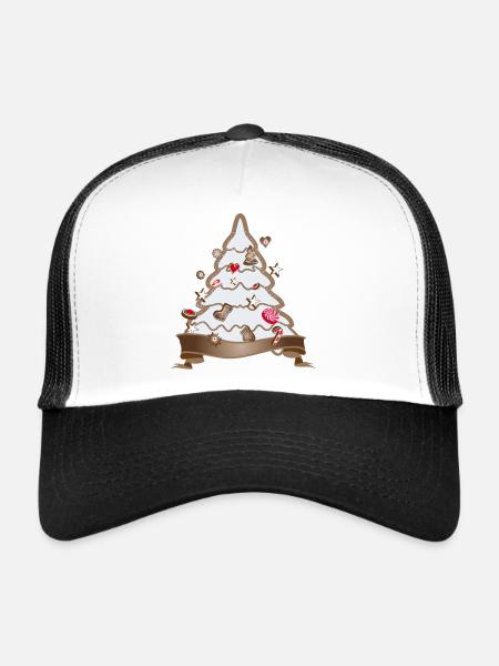 Beau sapin de Noël en pain d’épices pour Noël - Casquette trucker  - blanc/noir - Devant