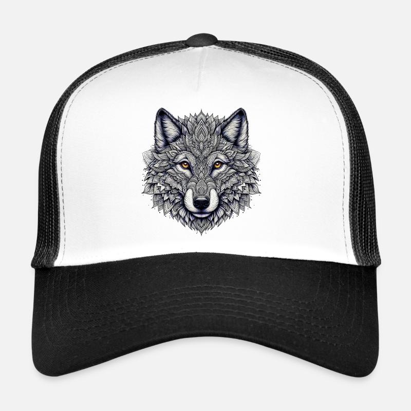 Wolf mit Mandalas verziert Trucker Cap