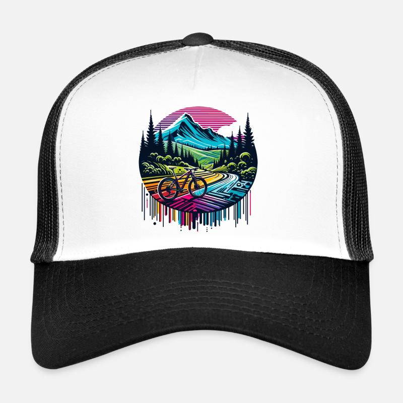 Vibrant Mountain Bicycle Landscape Trucker Cap