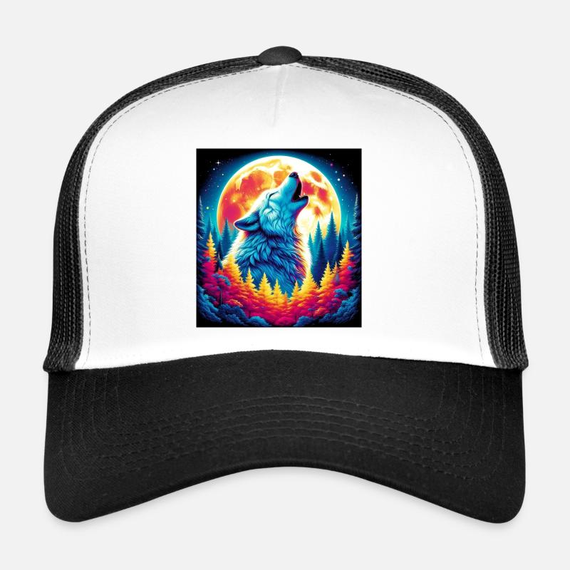 Wolf howls at the moon Trucker Cap