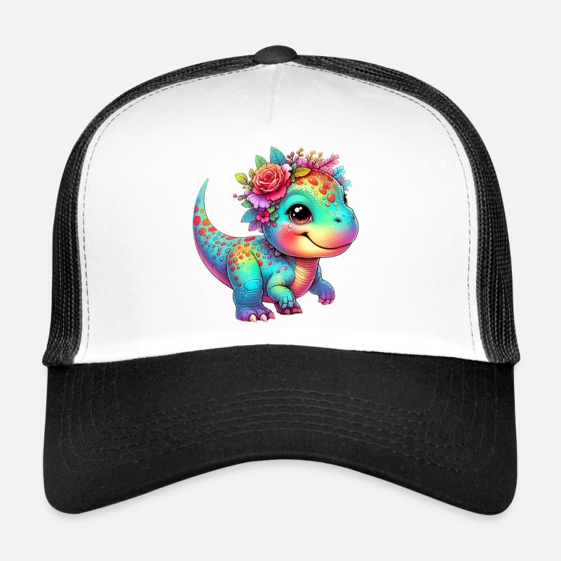 Dinosaure - Casquette trucker  - blanc/noir