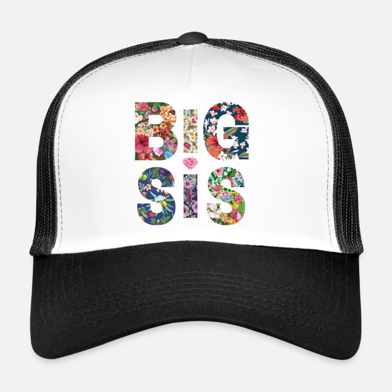 BIG SIS - Sister - Große Schwester - Partnerlook - Trucker Cap - Weiß/Schwarz