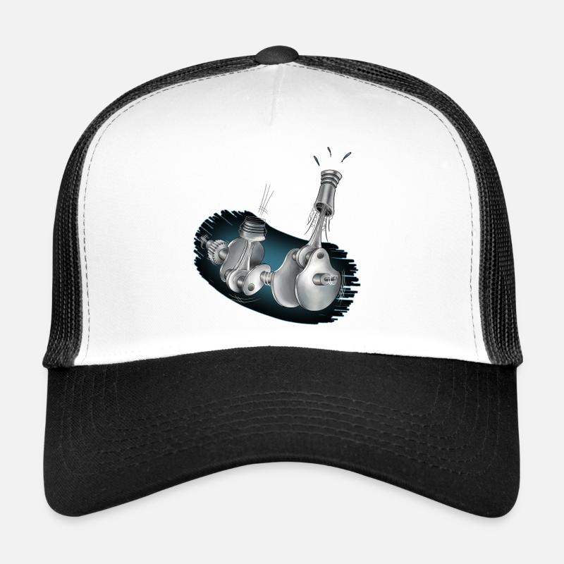 Kurbelwelle Illustrationen - Trucker Cap - Weiß/Schwarz