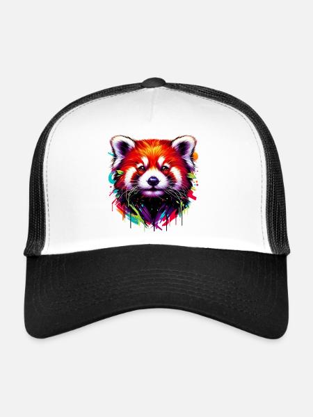 Petit panda - Casquette trucker  - blanc/noir - Devant