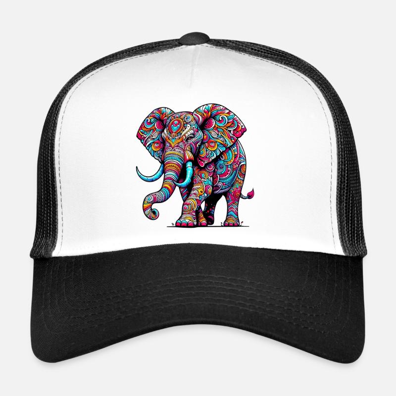 Éléphant - Casquette trucker  - blanc/noir
