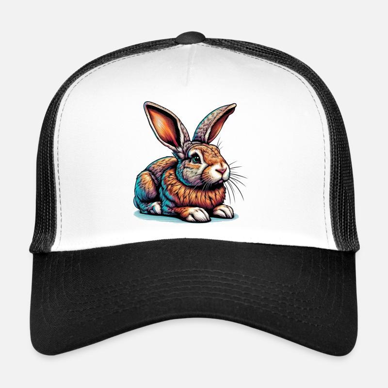 Kaninchen - Trucker Cap - Weiß/Schwarz