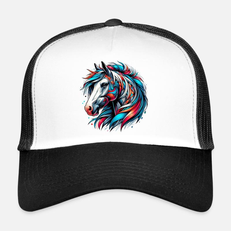 Cheval - Casquette trucker  - blanc/noir