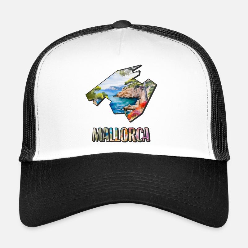 Carte à l’aquarelle de Majorque Casquette trucker 