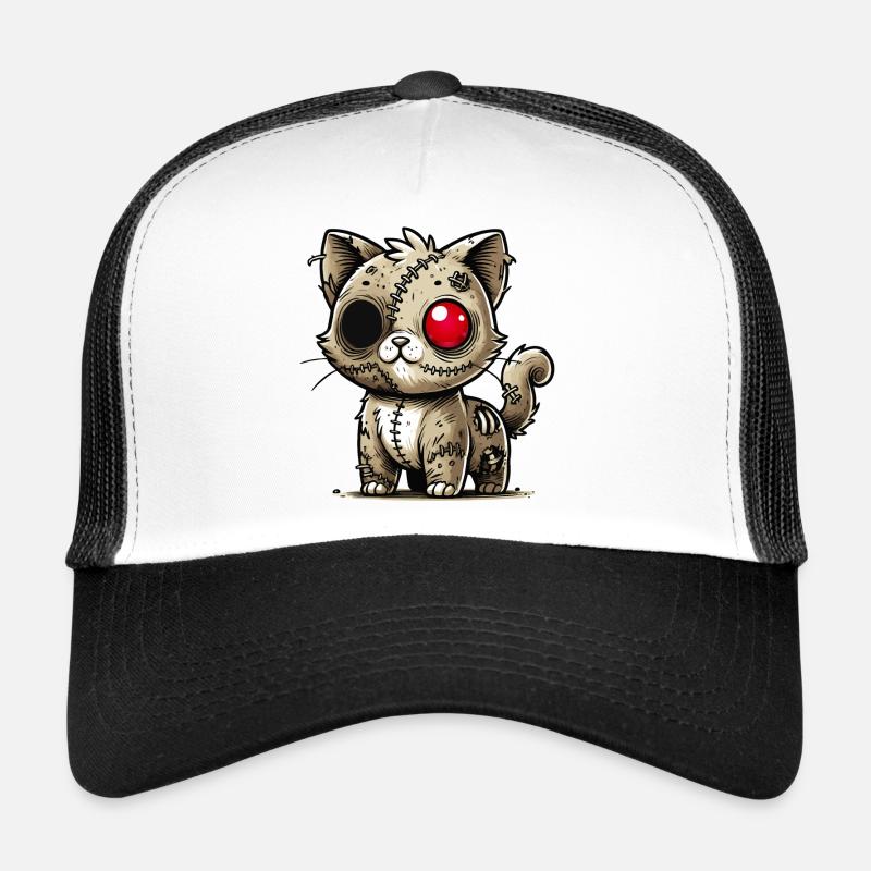 chat kawaii zombie effrayant pour s’amuser à Halloween Casquette trucker 