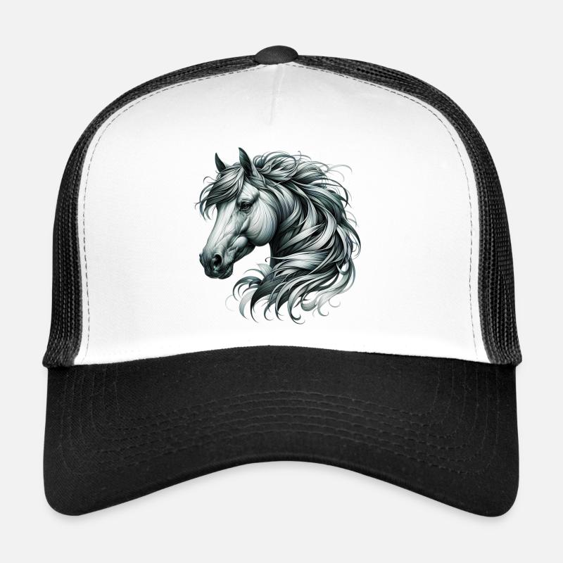 Pferd - Trucker Cap - Weiß/Schwarz