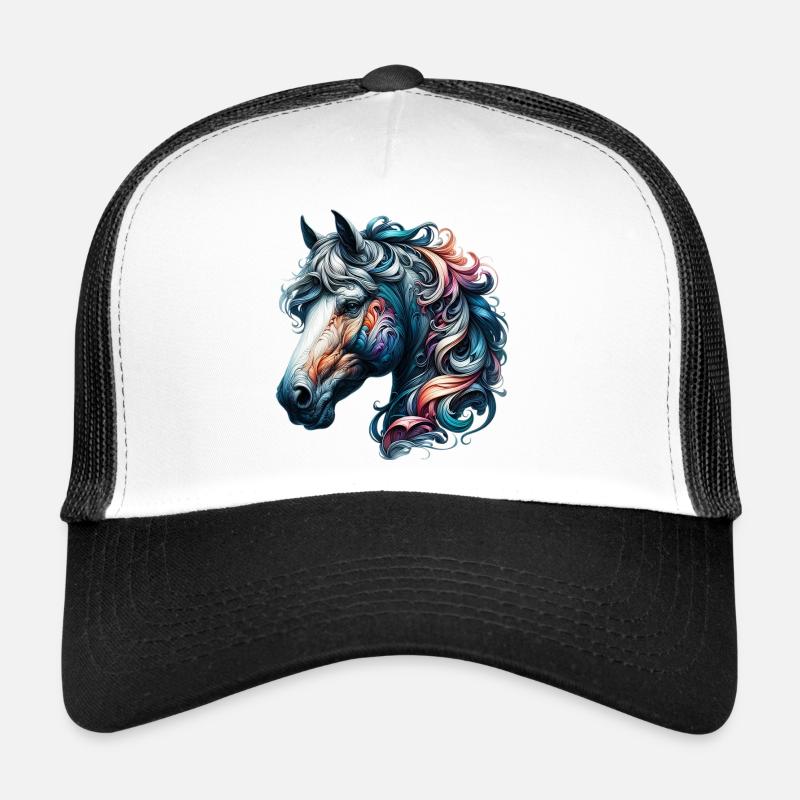 Pferd - Trucker Cap - Weiß/Schwarz