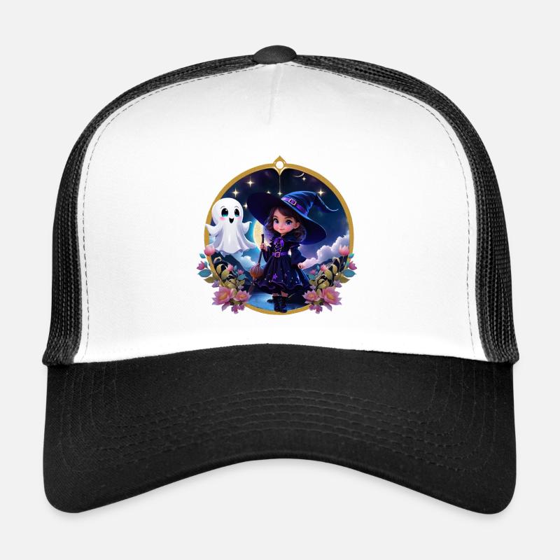 Petite sorcière aux grands yeux brillants. Casquette trucker 