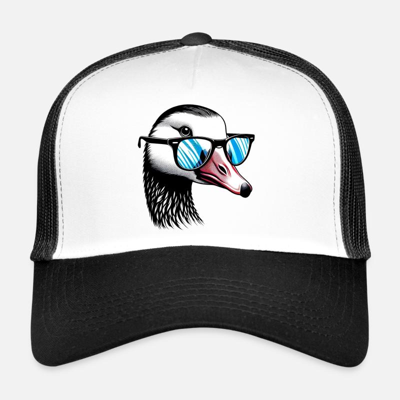 Gans mit Brille - Trucker Cap - Weiß/Schwarz