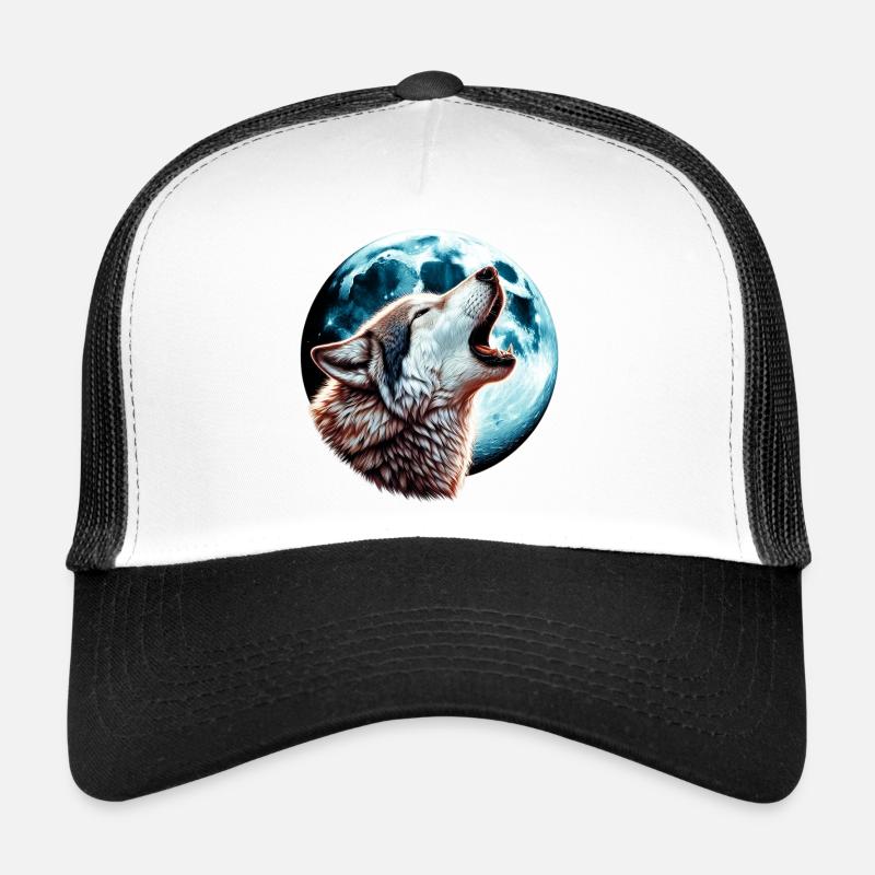 Wolf howls at the full moon Trucker Cap