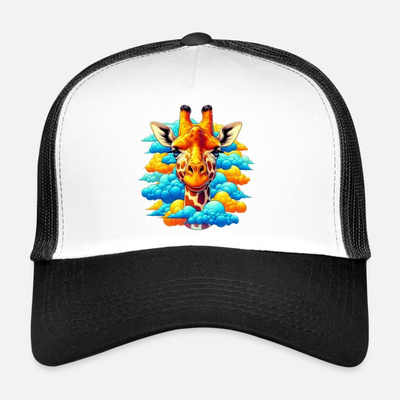 Giraffe with head in cloud clouds Trucker Cap