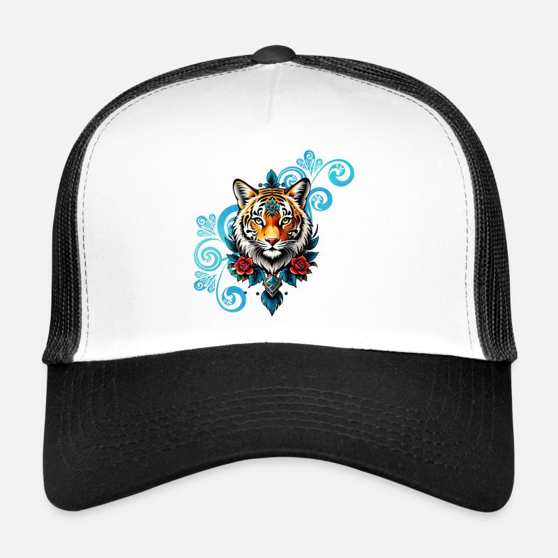 Tiger with floral decorations. Trucker Cap