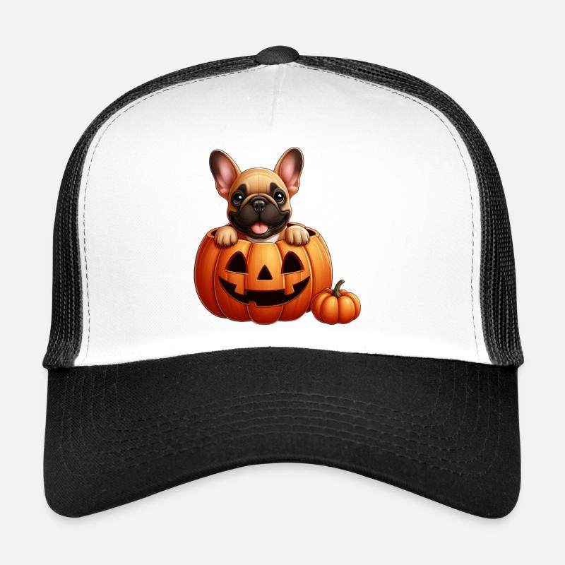 Un bouledogue français dans une citrouille Casquette trucker 