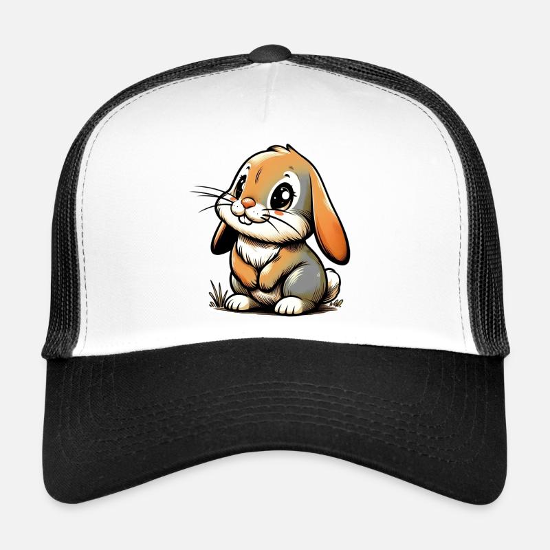 Kaninchen - Trucker Cap - Weiß/Schwarz