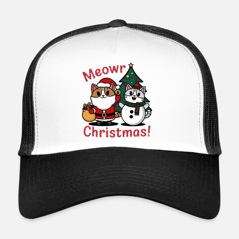 Festive Cat and Snowman Christmas Design Trucker Cap