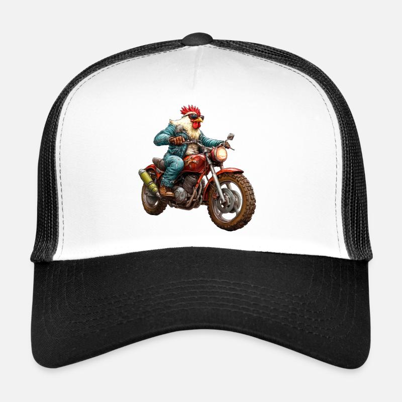 Chickens Motorcycle - Trucker Cap - white/black